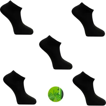 Pánské ponožky PeSaiL Pánské kotníkové bambusové ponožky černé ( 5 párů v balení ) Barva: Černá, Velikost: 39-42