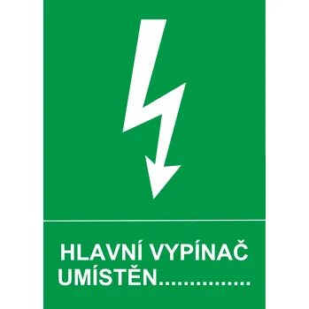 Značení Hlavní vypínač umístěn ......... plast 0,5mm A4 (297 x 210 mm)