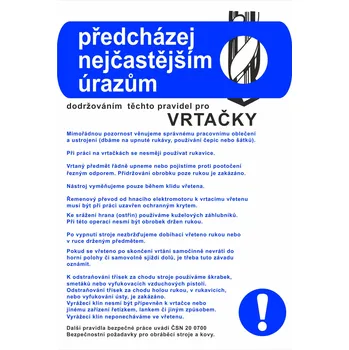 Předcházej nejčastějším úrazům - VRTAČKY plast 0,5mm A3 (420 x 297 mm)