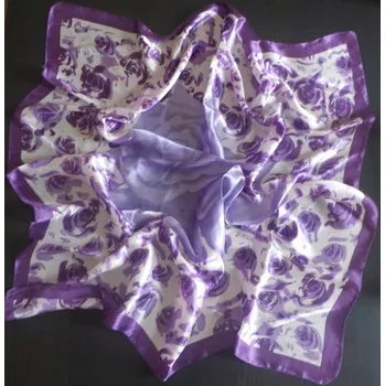 Šátek Velký hedvábný šátek---- fialové růže