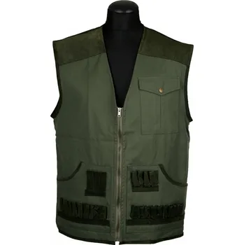 Pánská vesta Afars zelená kůže lovecká vesta Velikost: M,