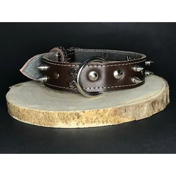 Obojek pro psa Palkar obojek z kůže hlazenice pro psy zdobený hroty 50 cm x 30 mm hnědý (Palkar obojek z kůže hlazenice pro psy zdobený hroty 50 cm x 30 mm hnědý)