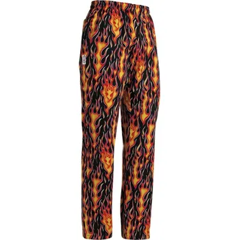 Gastro oděv Kuchařské kalhoty EGOchef Plameny, 100% bavlna XL E-3502110AXL