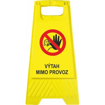 Oboustranná výstražná tabule - Výtah mimo povoz oboustranná tabule plast 600x300x30 mm