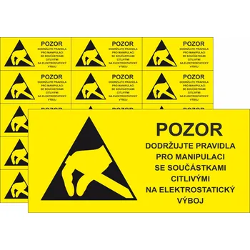 Pozor dodržujte pravidla pro manipulaci se součástkami citlivými na elektrostatický výboj samolepící vinylová fólie 75x35 mm aršík 15 ks