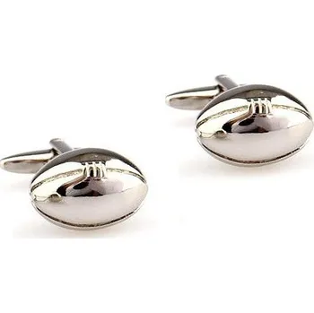 Manžetový knoflíček Manžetové knoflíčky ragby míč, rugby Stříbrná