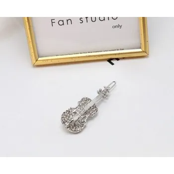 Spona do vlasů ve tvaru houslí v stříbrné barvě