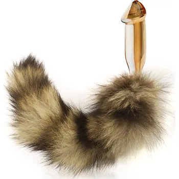 Anální kolík SKLENĚNÝ PENIS, KOLÍK S LIŠČÍM OHONEM - 75045943