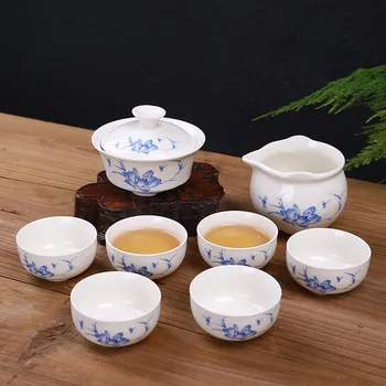 Čajovna Čínský Kungfu čajový set---Činský bílý porcelán (Orchideje a vážky ）
