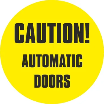 Značení Caution! Automatic Doors samolepící vinylová fólie 90x90 mm