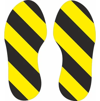 Značení Podlahová značka - Stopy žlutočerné podlahové samolepky stopy 300x150 mm- 2ks
