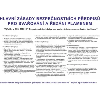 Hlavní zásady bezp. předpisů pro svařování a řezání plamenem plast 0,5mm A3 (420 x 297 mm)