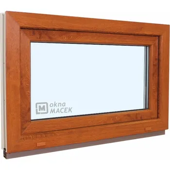 Okno Plastové okno - KNIPPING 70 AD, 900x600 mm, S, zlatý dub Sklo: čiré, Barva, imitace: zlatý dub/bílá (jednostranně) + příslušenství a montážní materiál zdarma