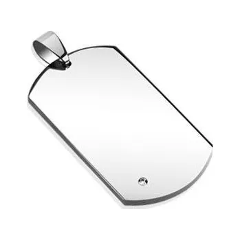 Přívěsek Ocelový přívěsek - destička ze zirkonem