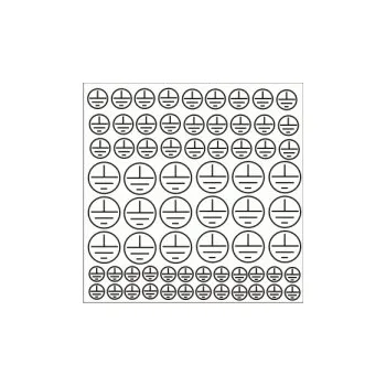 Znak uzemnění v kruhu- 3 velikosti bílý samolepící vinylová fólie aršík 246 ks