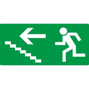 Únikový východ schodiště vlevo-nahoru samolepící vinylová fólie 200 x 100 mm