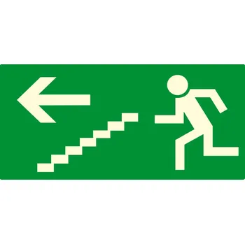 Fotoluminiscenční tabulka - únik schody vlevo dolů fotoluminscenční plast 200x100 mm