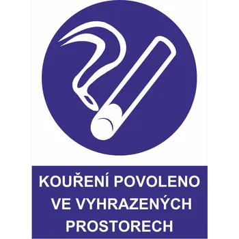 Kouření povoleno ve vyhrazených prostorech plast 0,5 mm A4 (297 x 210 mm)