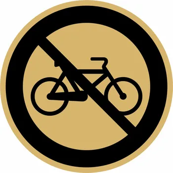 Samolepící etiketa Zákaz kol - zlatá mat samolepící vinylová fólie 90x90 mm