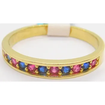 Prsten Klenoty Budín Dámský zlatý prstýnek se safíry a rubíny vel. 55 585/2,09gr HK1074 (Klenoty Budín Dámský zlatý prstýnek se safíry a rubíny vel. 55 585/2,09gr HK1074)