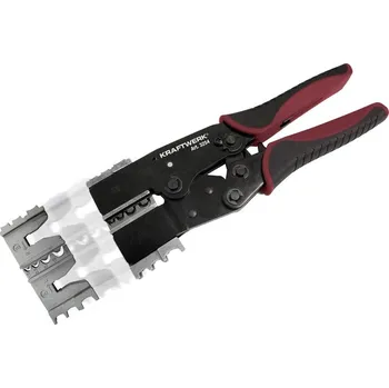 Ruční nářadí KRAFTWERKTOOLS Kleště konektorovací ráčnové s výměnnými oboustrannými čelistmi
