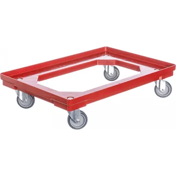 Rudl Vozík pod přepravky 4 otočná kolečka 75 mm polyuretan Barvy: Červená