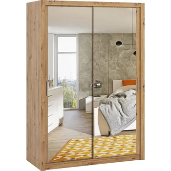Šatní skříň Posuvná skříň se zrcadlem Kler SZ150 KE07, Barva: dub artisan / zrcadlo MIRJAN 5903211011870