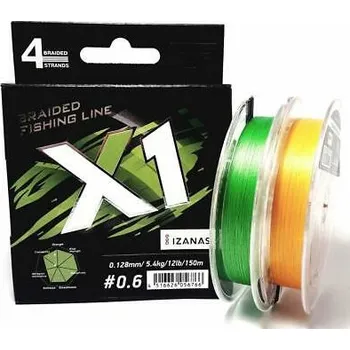 Pletená šňůra Favorite X1 PE 4X - 0,117mm, 4,1kg Zelená 150m