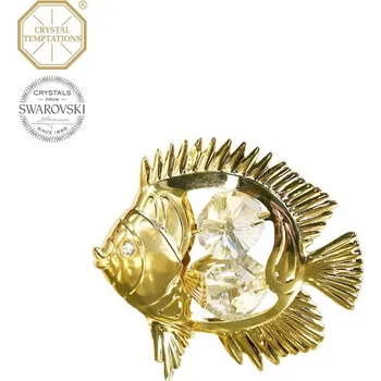 Figurka Designová figurka RYBIČKA s bílými krystaly v dárkové krabičce - 6,3 cm*5,5 cm