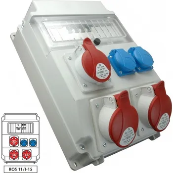 Rozvaděč Zásuvková rozvodnice ROS 11/I-15 1x3253+2x1653+2x230V, jištěná, IP54 (SEZ ROS 11/I-15)