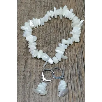 Náramek Sada náramek a naušnice z přírodní perleti (z chir. oceli)