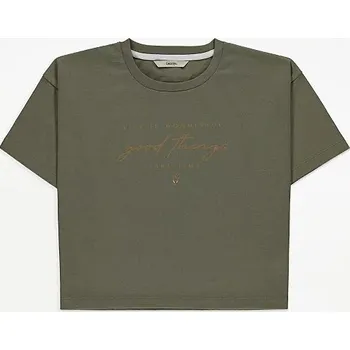 Dívčí tričko GEORGE DÍVČÍ TRIČKO "GOOD THINGS" Barva: khaki, Velikost: 11-12 let (152)