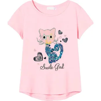 Chlapecké tričko Dívčí triko s flitry - KUGO MC1237, růžová světlá Barva: Růžová, Velikost: 98