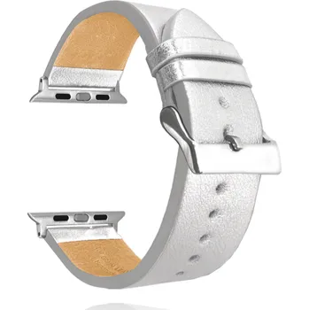Řemínek na hodinky Stříbrný kožený řemínek MINET pro APPLE WATCH MSAXZ Šířka řemínku pro Apple Watch: 38-40