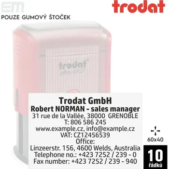 Razítko Trodat 4927 [60x40mm] - pouze gumový štoček