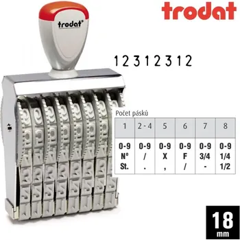 Razítko Nesamobarvící číslovačka, výška 18mm, Trodat 15188, 8-místné