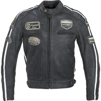 Moto bunda W-Tec Pánská kožená moto bunda W-TEC Dark Vintage Barva tmavě šedá, Velikost 5XL