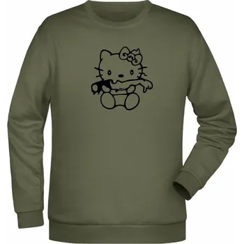 Pánská mikina Mikina Hello Kitty Yummy Yummy - olivová