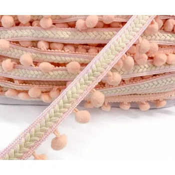 Stuha Bambulkový prýmek country růžový - 35 mm - 1m