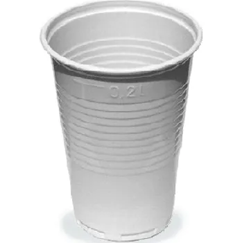 Jednorázové nádobí Kelímek plastový, 0, 2 lt. bílý, přebal po 100 ks