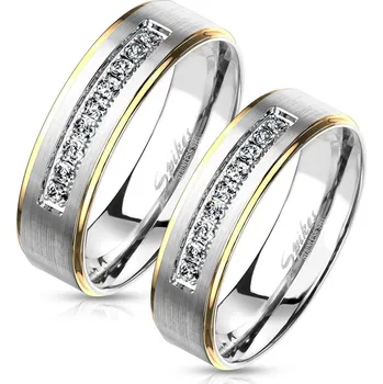 Prsten OPR0109 Ocelové snubní prsteny se zirkony - pár