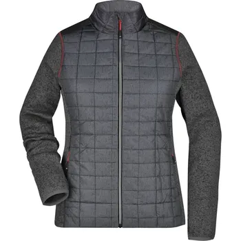 Daiber Dámská pletená hybridní bunda Knitted Hybrid Jacket JN741 Barva: Šedý melír - Antracitový melír, Velikost: L
