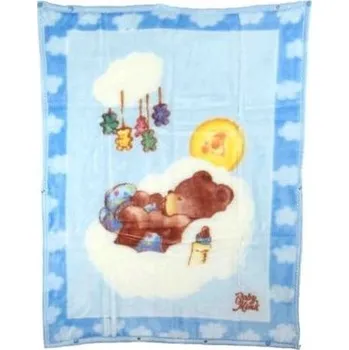 Fusak Vyrobce Bleděmodrá antibakteriální deka s medvídkem