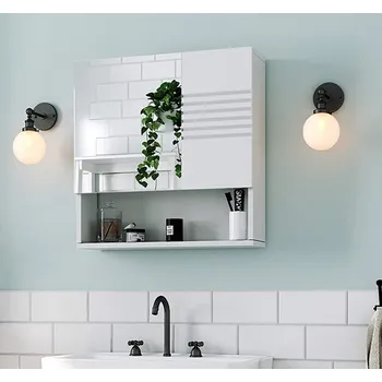 Koupelnový nábytek VASAGLE BBK21WT koupelnová zrcadlová skříňka bílá 54 x 55 cm