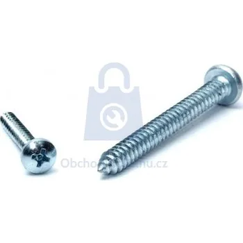 Šroub Šroub do plechu DIN 7981C, půlkulatá hlava, kříž. drážka PHILIPS, pozinkovaný 4,8 x 9,5 - hobby balení, balení 1 ks