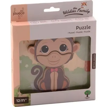puzzle pro nejmenší Jouéco The Wildies Family dřevěné mini puzzle Monkey
