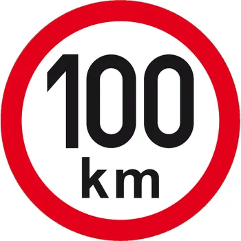 Samolepicí dekorace na vozidlo Maximální rychlost 100 km - kruhová samolepka Ø 150 mm