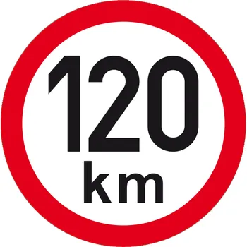 Maximální rychlost 120 km - kruhová samolepka Ø 200 mm