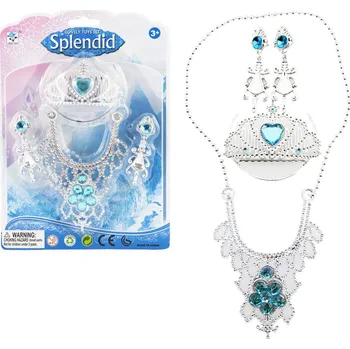 Náhrdelník Teddies Sada krásy plast korunka, náhrdelník, naušnice na kartě 18x25cm