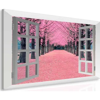 Malvis ® Obraz růžová alej za oknem Velikost: 120x110 cm